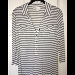 Grey/White Striped Top
